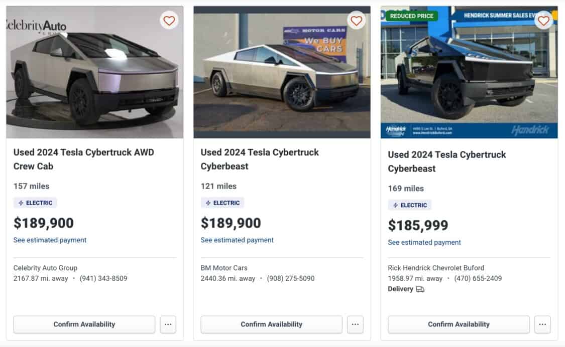 Tesla Cybertruck used market prices on Auto Trader - highest pricing.
