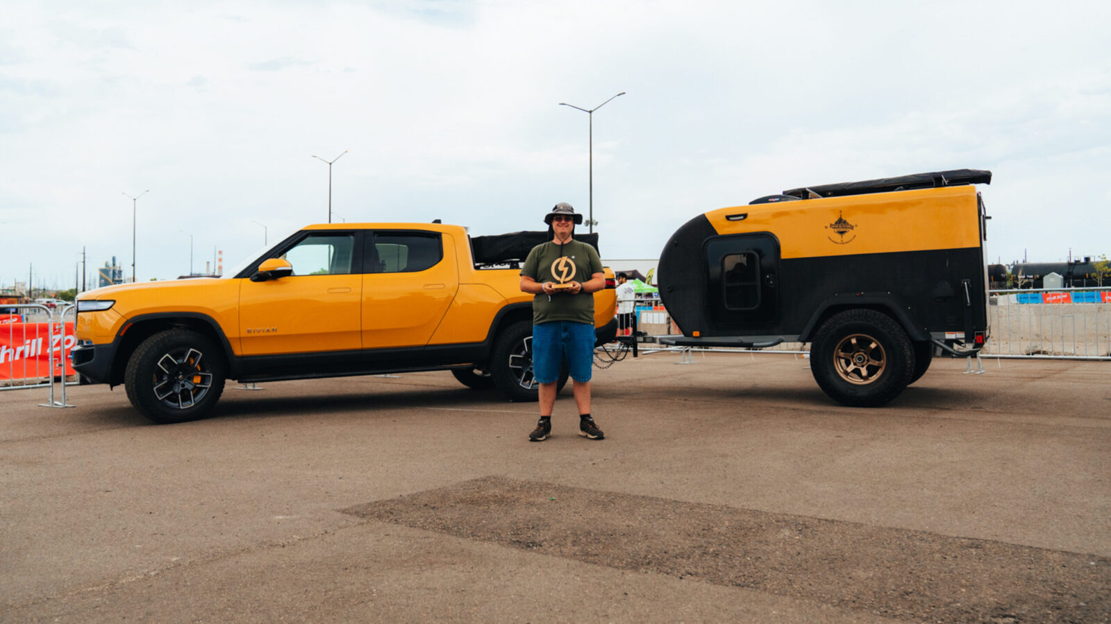 Electrify Showoff Denver Justin Phelps 2022 Rivian R1T 1 with 2022 High Altitude Trailers XT50c
