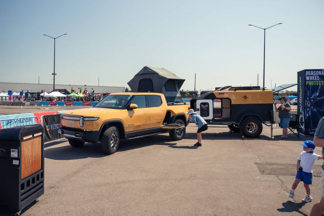 Electrify Showoff Denver Justin Phelps 2022 Rivian R1T 1 with 2022 High Altitude Trailers XT50c