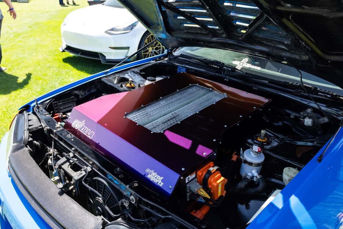 Eric and Amanda Dotson - 1990 Nissan Skyline GTR R32 - Electrify Showoff Phoenix 2024 - Tesla Model S P90D dual motor setup with Ludicrous mode