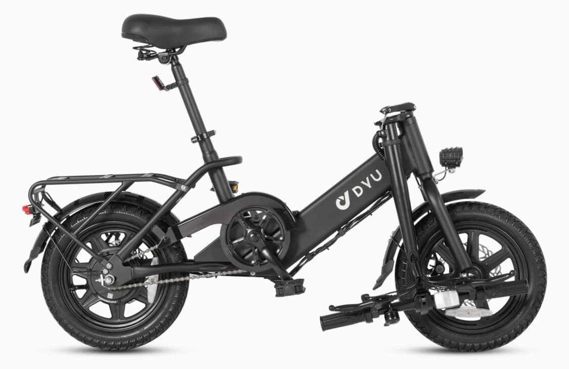 DYU C3 14 Inch Folding Electric Bike folding profile in black