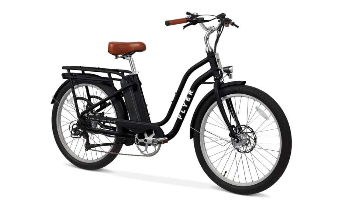 Flyer Cruiser Step-Thru 2.0 Electric Bike 3 quarter profile in Black