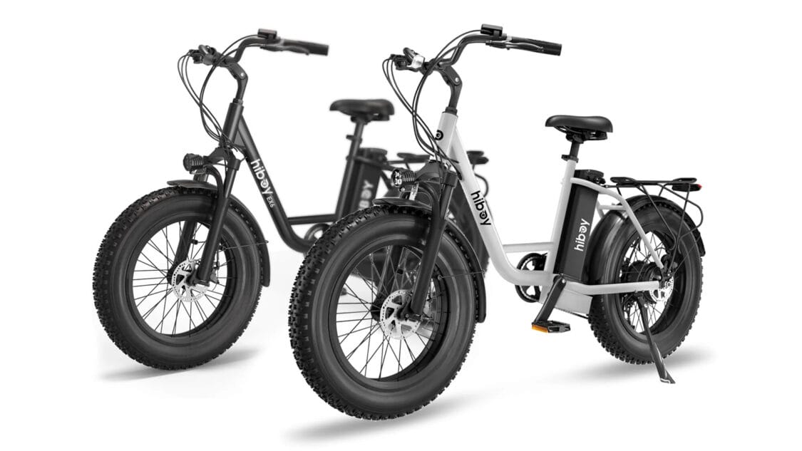 Hiboy EX6 Step-Through Fat Tire Electric Bike side profile in black and white