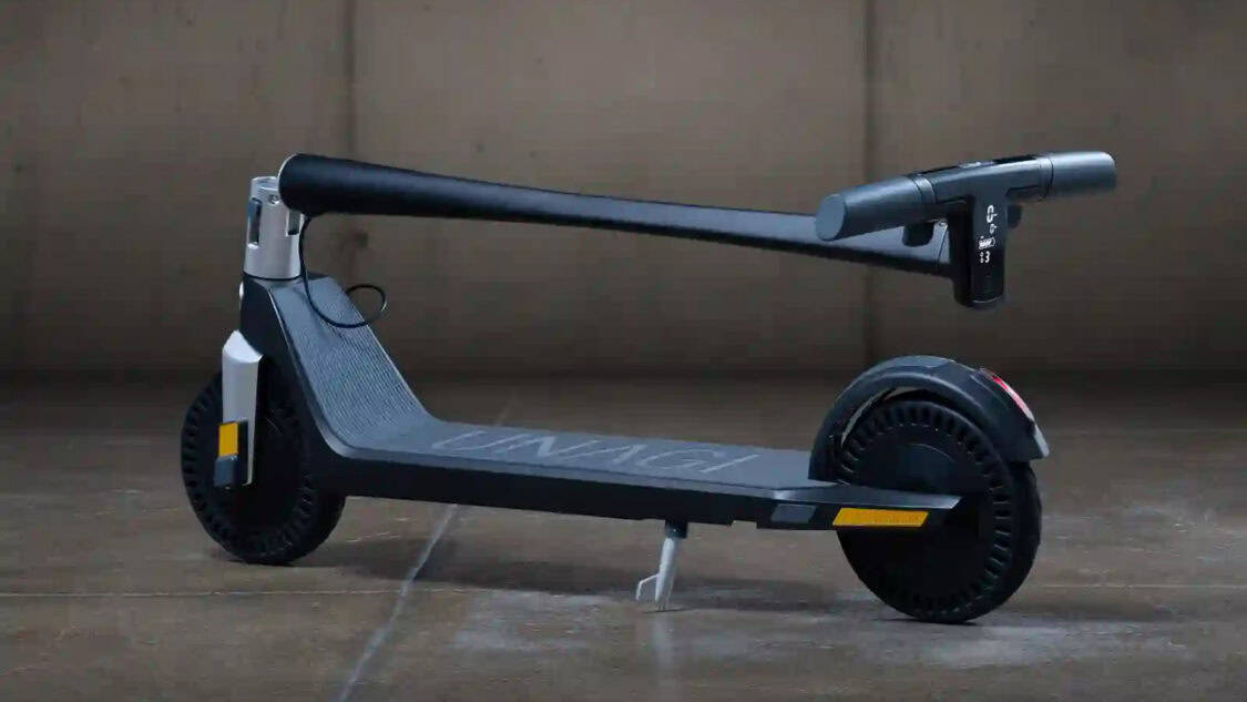 Unagi Model One Classic Voyager electric scooter folding profile