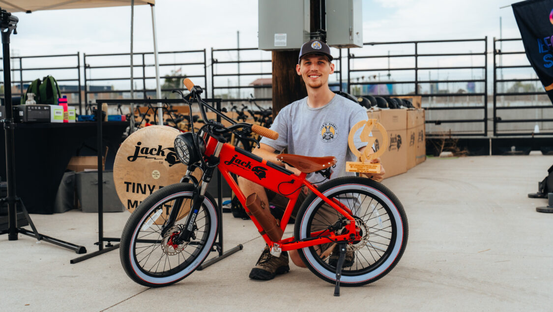 Caleb Lower with custom JackRabbit XG wins award for Best Scooter / Micro Bike at Electrify Showoff in Denver