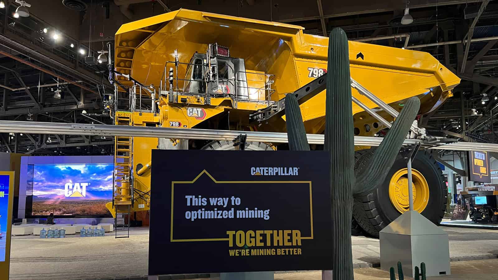 Caterpillar 798 AC electric mining truck at MINExpo 2024 side profile