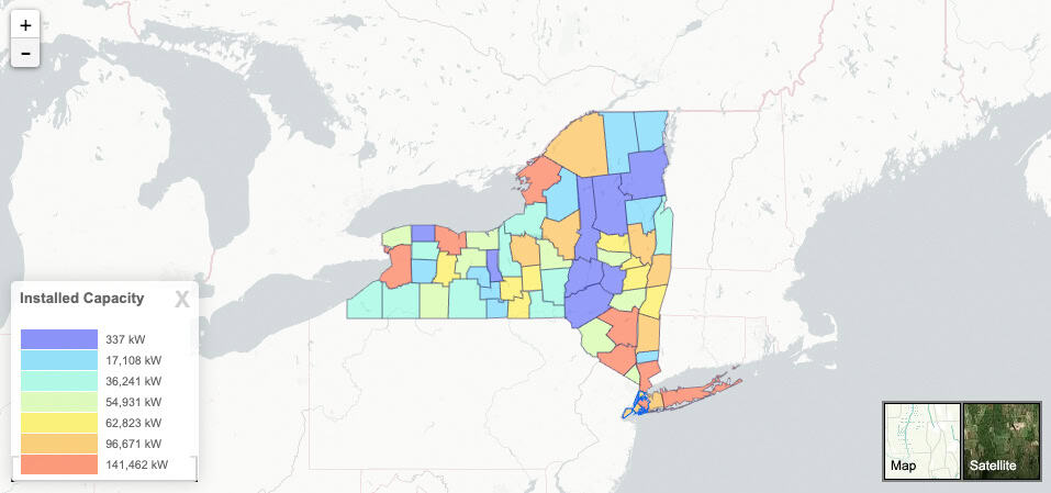 Solar energy installations in New York - NY Solar Map