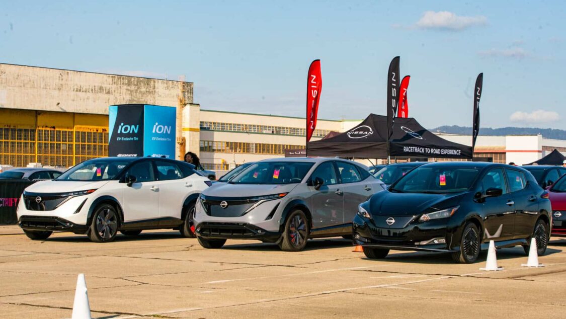 Electrify Expo San Francisco test ride demo Nissan Ariya and LEAF