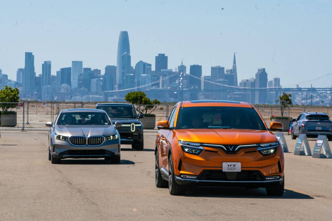 Electrify Expo San Francisco test ride demo Vinfast VF8, BMW i4, Rivian R1T