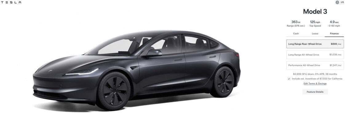 Big Savings on Tesla Model 3 with 0% Financing and $7,500 Credit Available