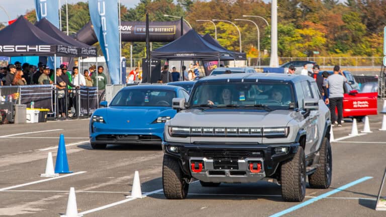 Porsche Taycan and GMC Hummer EV test drive and demo at Electrify Expo NY