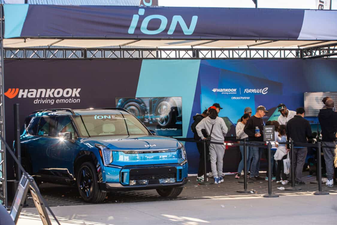 Kia EV9 equipped with Hankook iON EV tires at Electrify Showoff NY