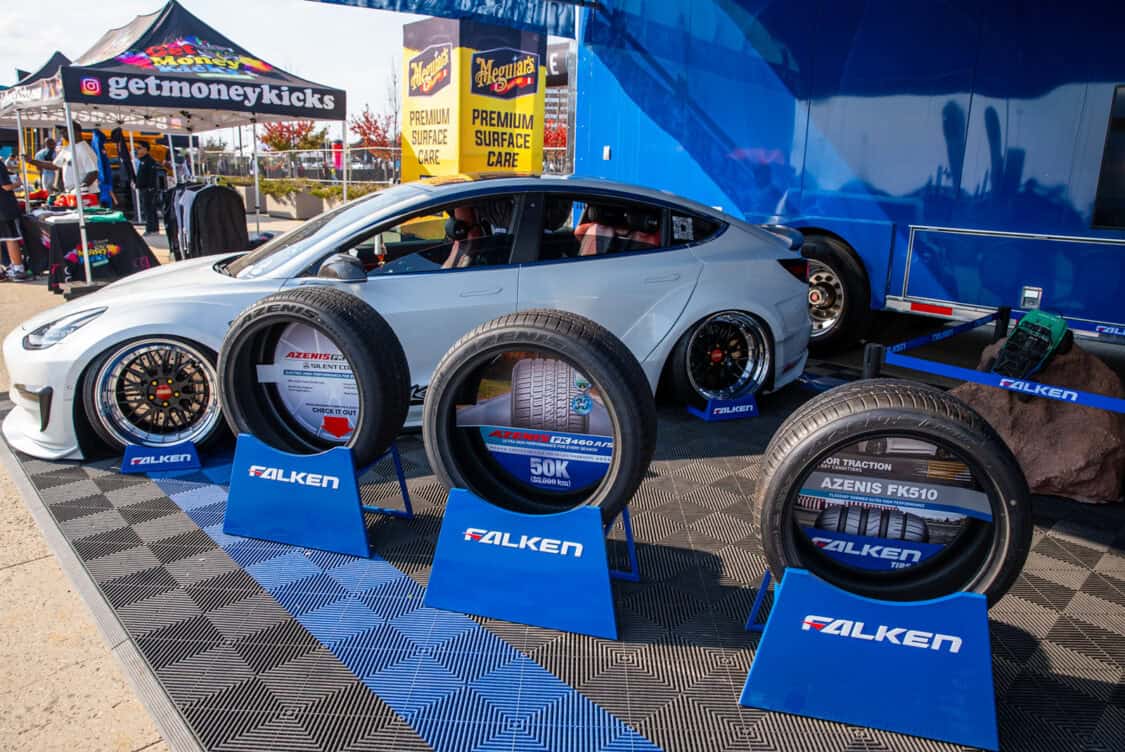 Americus Cuevas' 2018 Tesla Model 3 LR RWD at the Falken Tires booth at Electrify Showoff NY