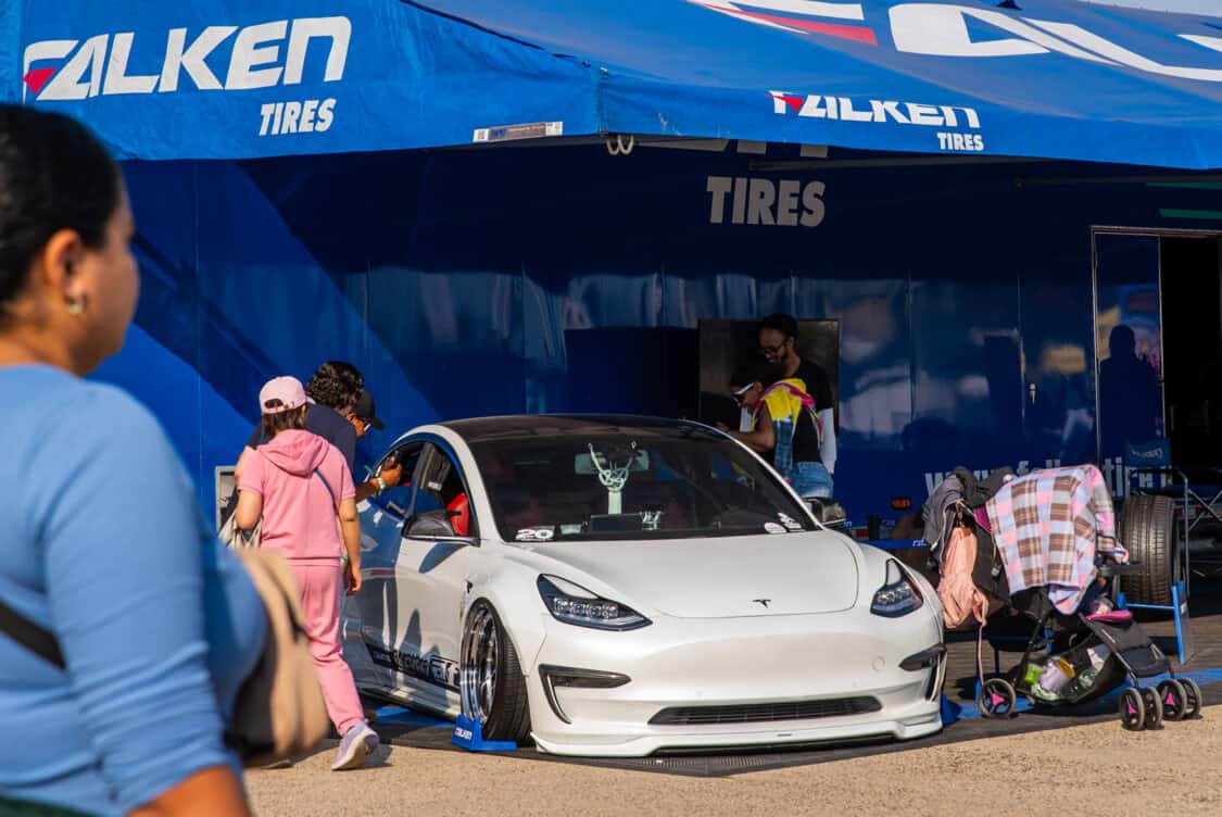 Americus Cuevas' 2018 Tesla Model 3 LR RWD at the Falken Tires booth at Electrify Showoff NY