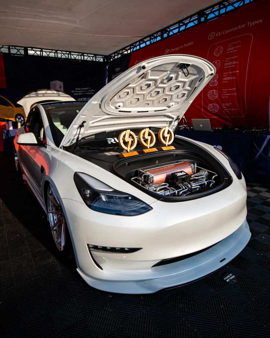 David Perez's 2021 Tesla Model 3 Performance won 3 awards at Electrify Showoff NY