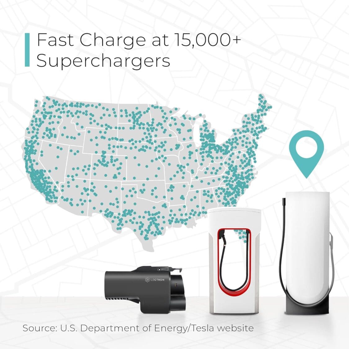 Lectron Tesla Supercharger NACS to CCS Electric Vehicle Adapter DX Fast Charge Your CCS1 EV at Tesla Superchargers with Vortex Plug - charger map