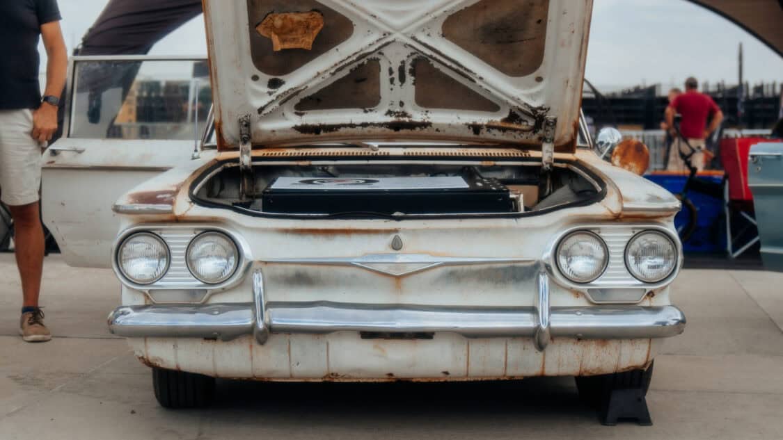 Terry Breheny's 1961 Chevy Corvair Lakewood 700 Wagon at Electrify Showoff Denver