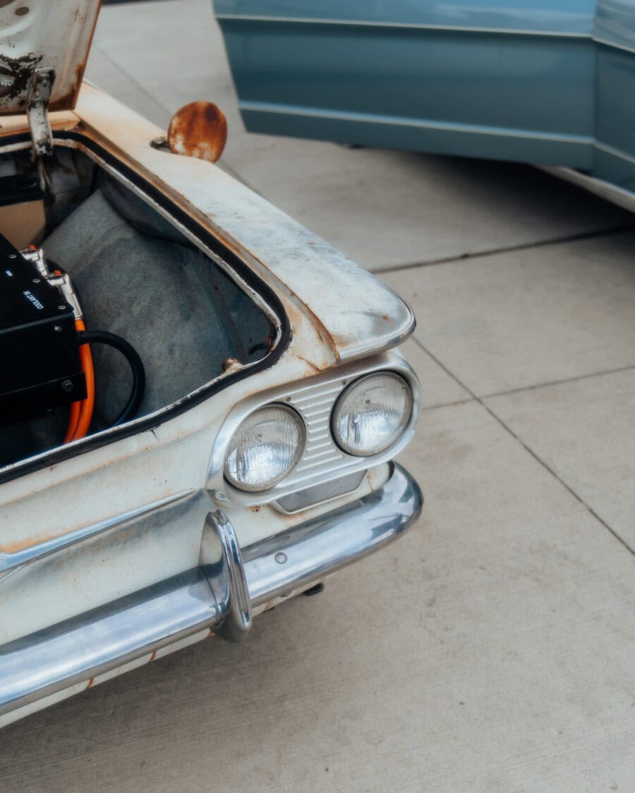 Terry Breheny's 1961 Chevy Corvair Lakewood 700 Wagon at Electrify Showoff Denver