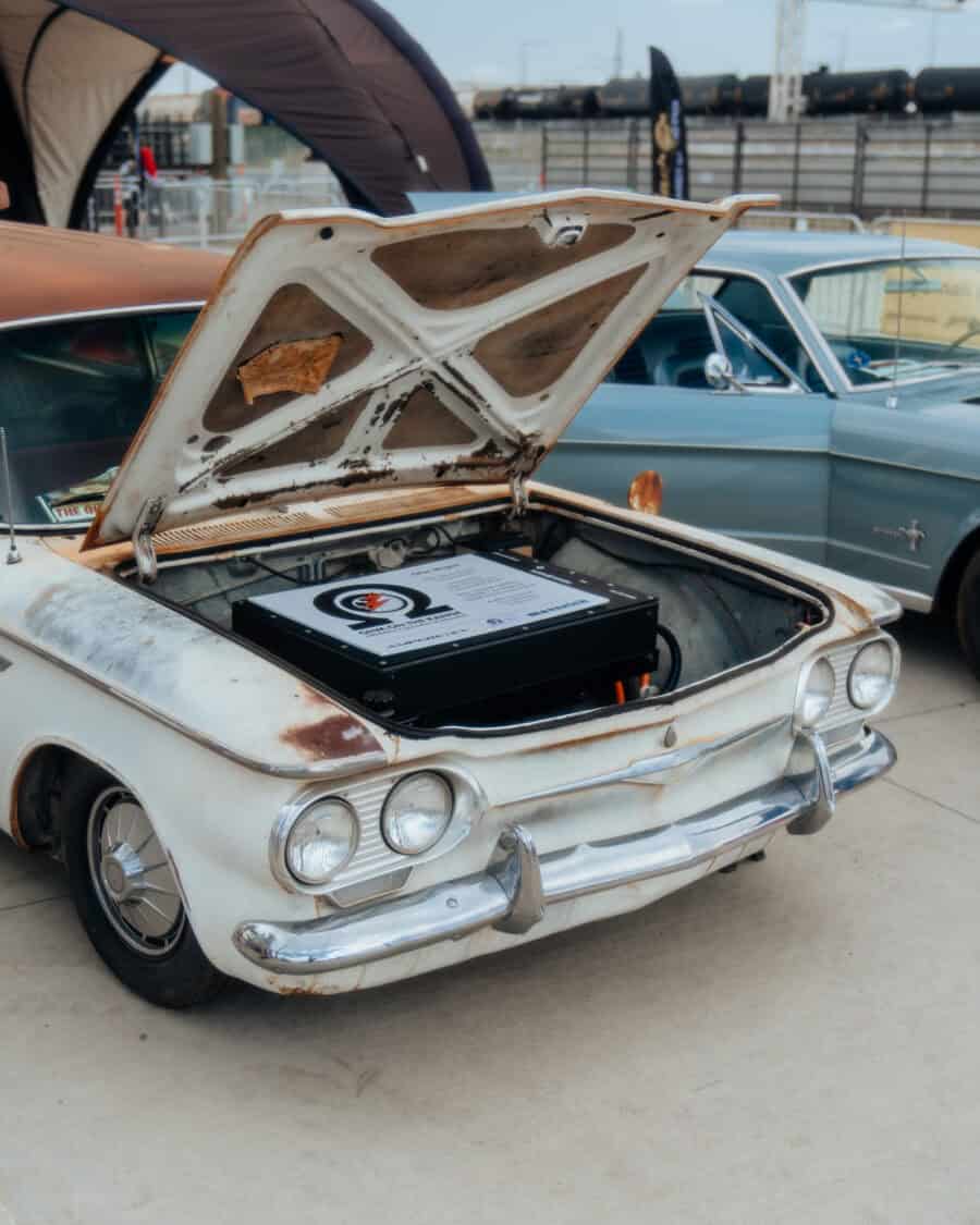 Terry Breheny's 1961 Chevy Corvair Lakewood 700 Wagon at Electrify Showoff Denver