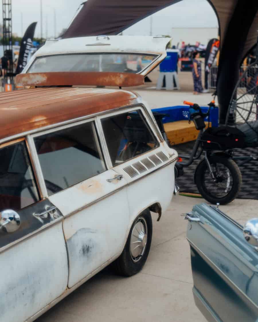 Terry Breheny's 1961 Chevy Corvair Lakewood 700 Wagon at Electrify Showoff Denver