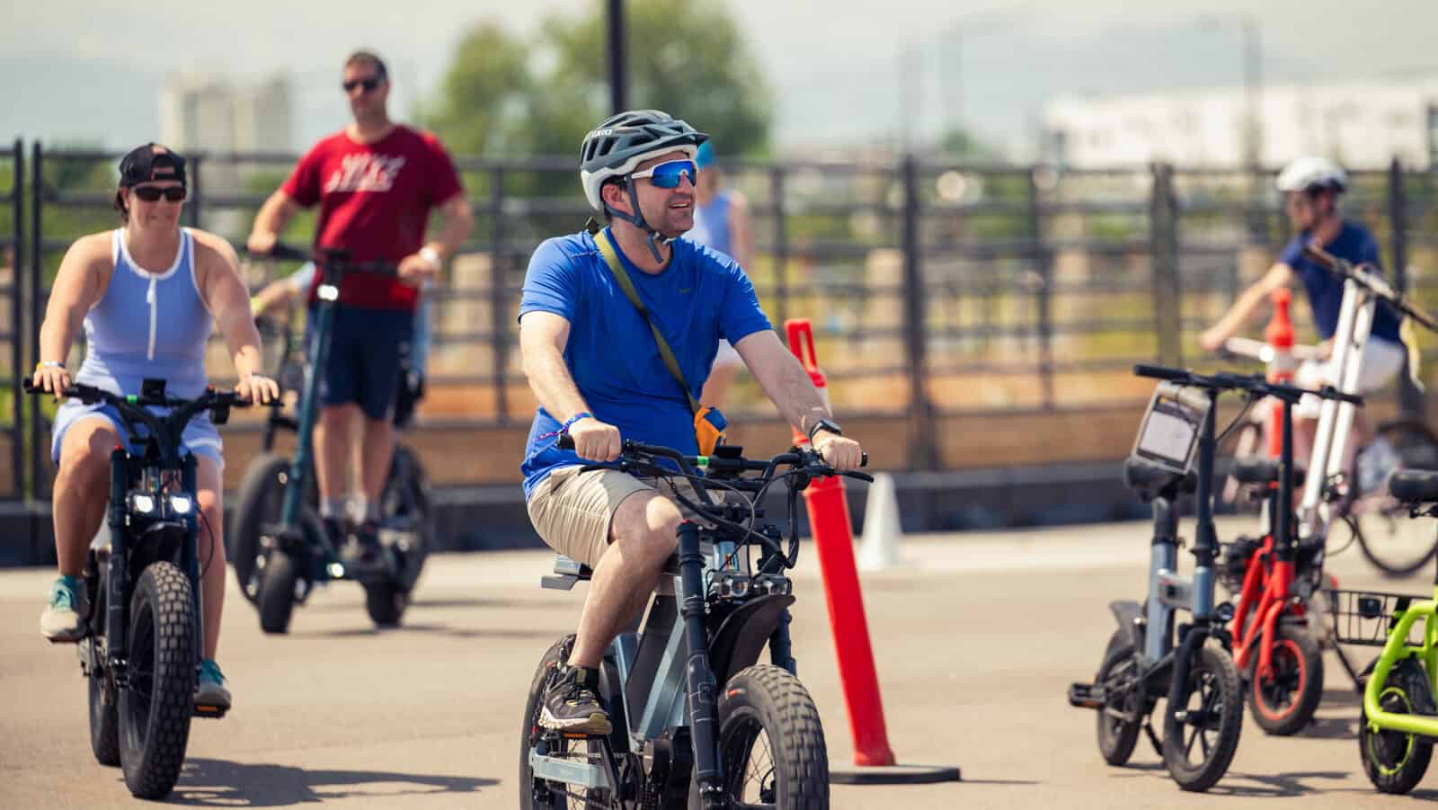 Micromobility electric bike demo test ride at Electrify Expo Denver