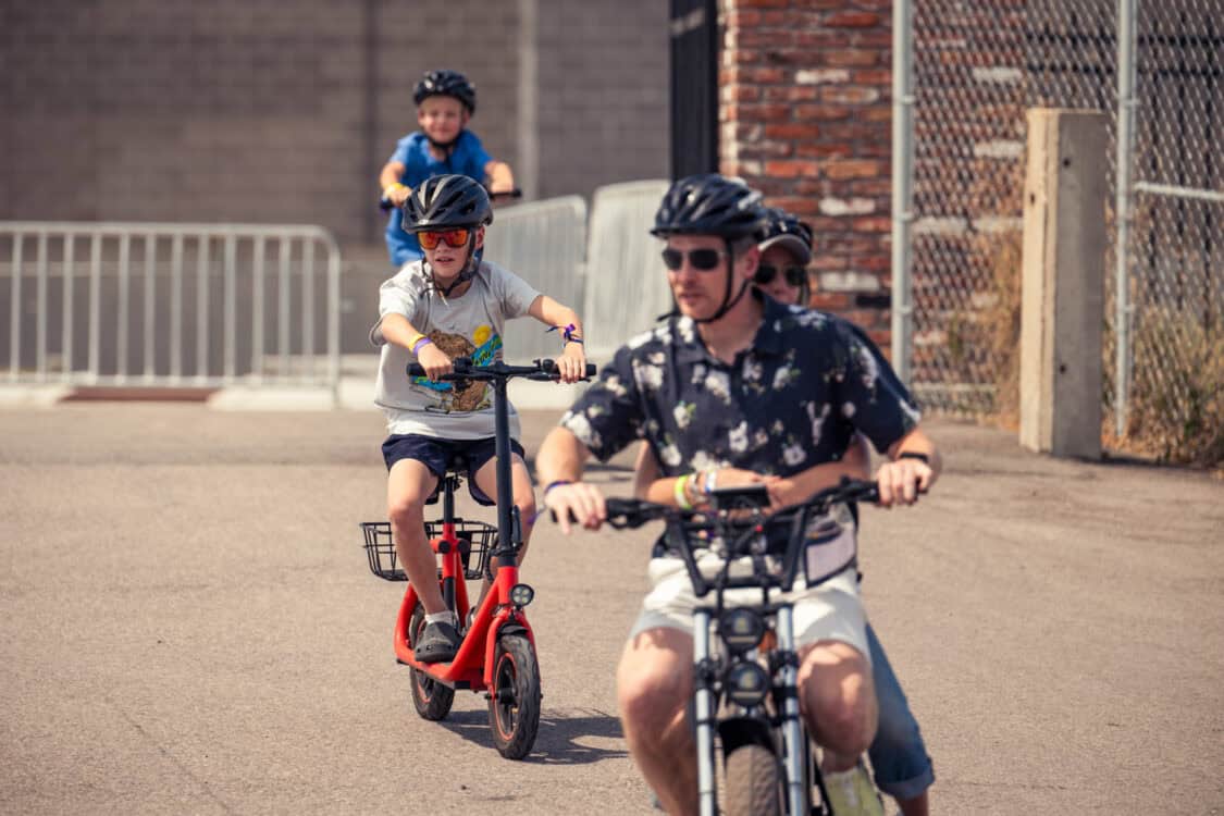 Micromobility electric bike and scooter demo test ride with local dealers at Electrify Expo Denver.