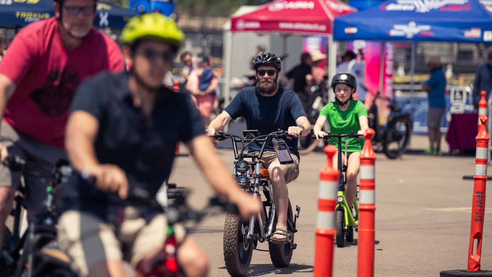 Micromobility electric bike and scooter demo test ride at Electrify Expo Denver