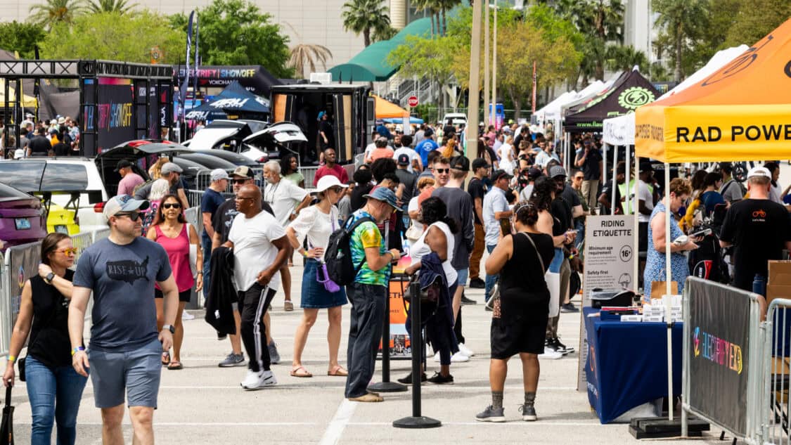 Electrify Expo atmosphere e-bikes micromobility EV showcase