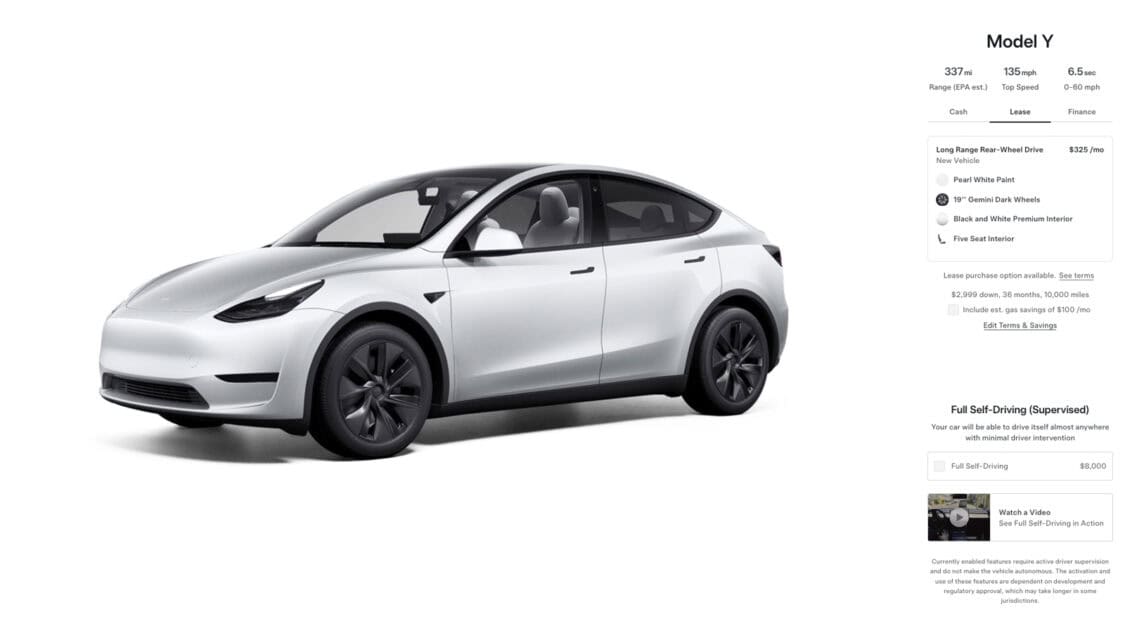 Tesla Model Y AWD Discounts Drop Below $40000 Before Juniper Update - Lease Pearl White Paint