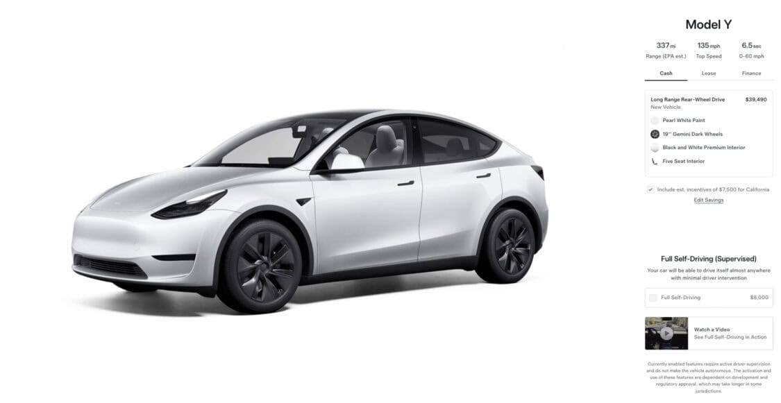 Tesla Model Y AWD Discounts Drop Below $40000 Before Juniper Update - Pearl White Inventory