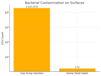 Gas Pumps Handles are 11,000 Times Dirtier Than Toilet Seats!