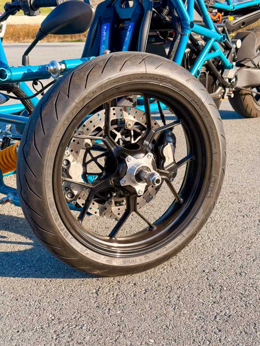 VoloJet Tomcat recumbent multi-wheel conversion kit for Zero S-Line electric motorcycle - wheels and tires