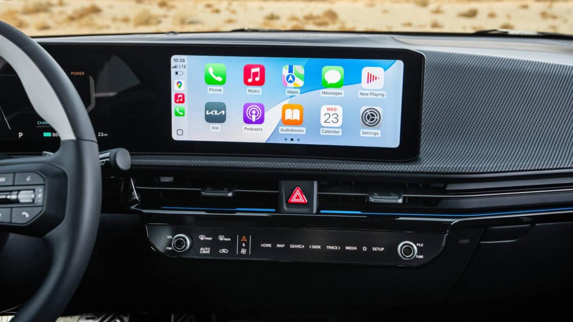 2025 Kia EV6 infotainment lcd screen closeup
