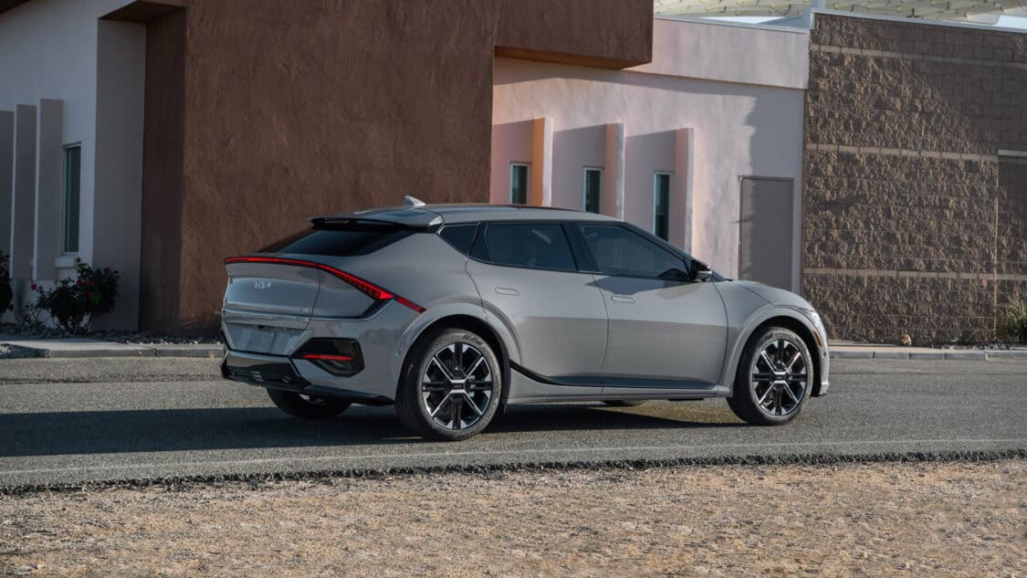 2025 Kia EV6 rear passenger three quarter profile