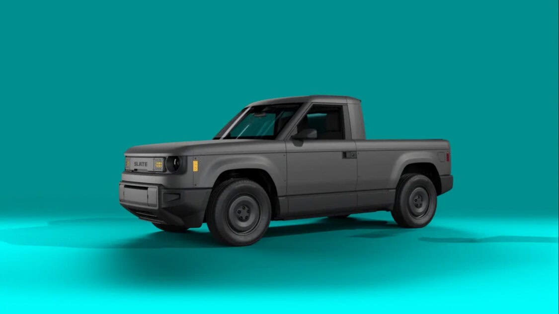 Slate Auto EV Truck in blank slate trim.
