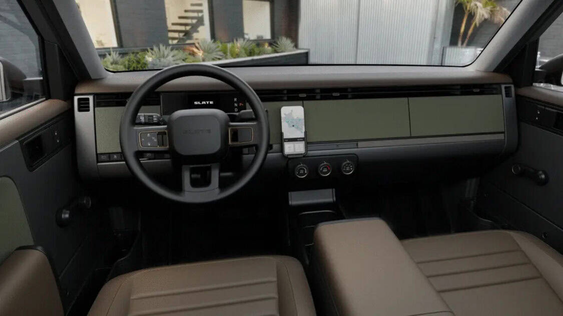 Custom designed interior of the Slate Auto EV Truck.