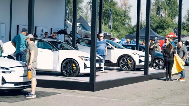 Polestar display full of attendees at Electrify Expo