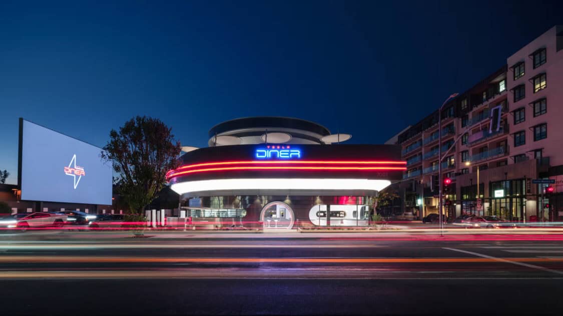 The Tesla Diner is now open in Hollywood, California